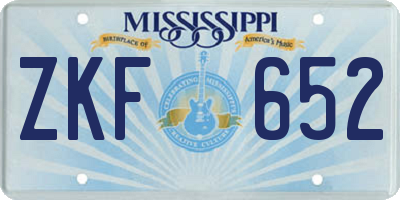MS license plate ZKF652