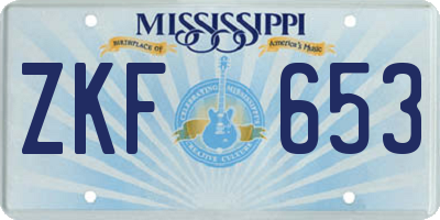 MS license plate ZKF653