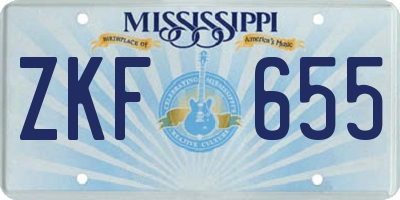 MS license plate ZKF655