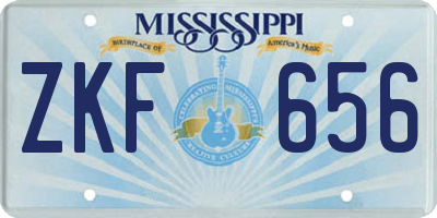 MS license plate ZKF656