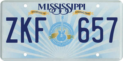 MS license plate ZKF657