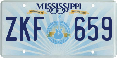 MS license plate ZKF659