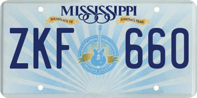 MS license plate ZKF660