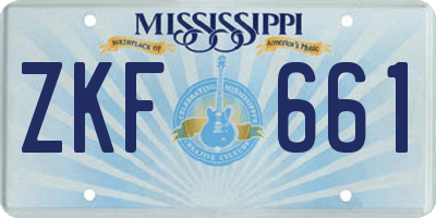 MS license plate ZKF661