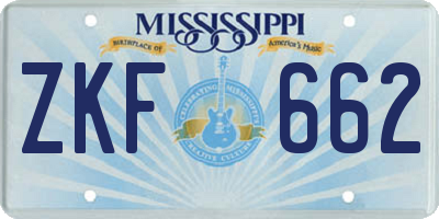 MS license plate ZKF662