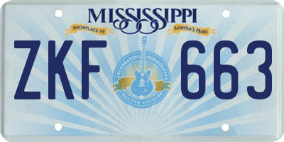 MS license plate ZKF663