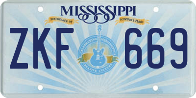 MS license plate ZKF669