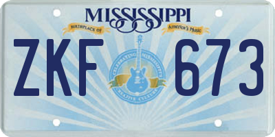 MS license plate ZKF673