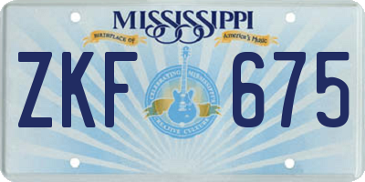 MS license plate ZKF675