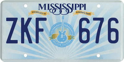 MS license plate ZKF676