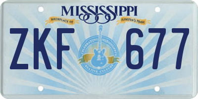 MS license plate ZKF677