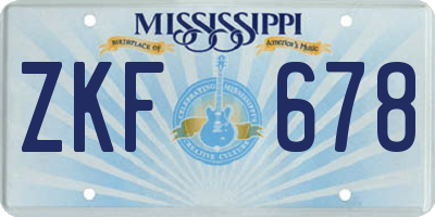 MS license plate ZKF678