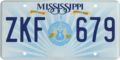 MS license plate ZKF679