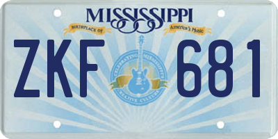 MS license plate ZKF681