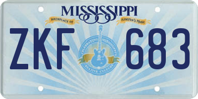 MS license plate ZKF683