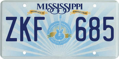 MS license plate ZKF685