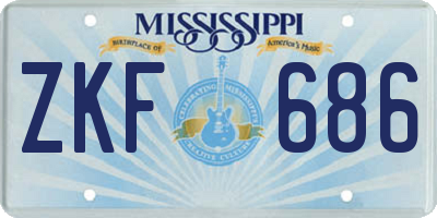 MS license plate ZKF686