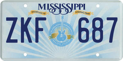 MS license plate ZKF687