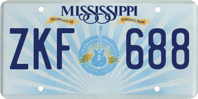 MS license plate ZKF688