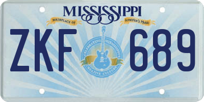 MS license plate ZKF689