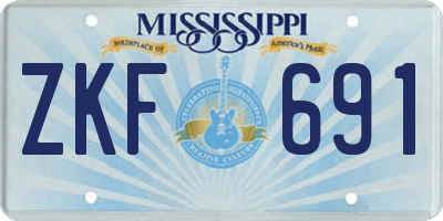 MS license plate ZKF691