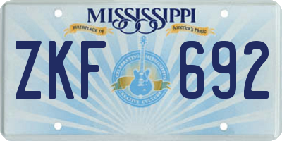 MS license plate ZKF692