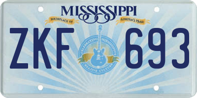 MS license plate ZKF693