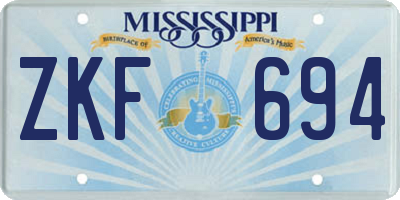 MS license plate ZKF694