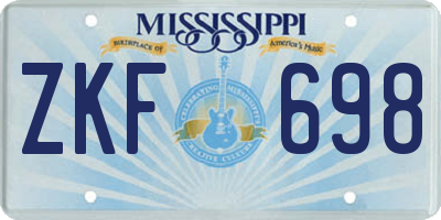 MS license plate ZKF698