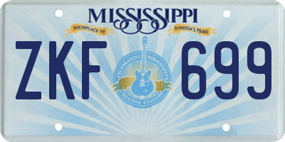 MS license plate ZKF699