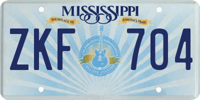 MS license plate ZKF704