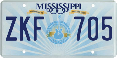 MS license plate ZKF705