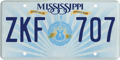 MS license plate ZKF707