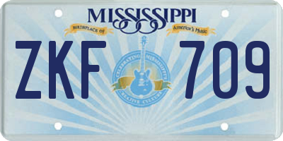 MS license plate ZKF709