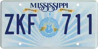 MS license plate ZKF711