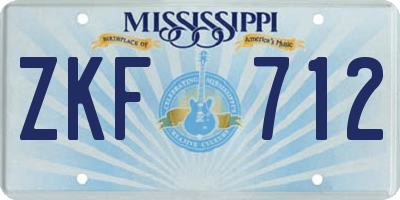 MS license plate ZKF712