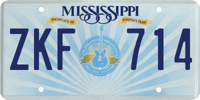 MS license plate ZKF714