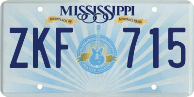 MS license plate ZKF715