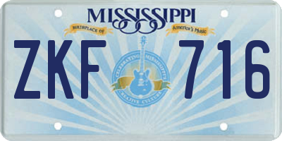 MS license plate ZKF716