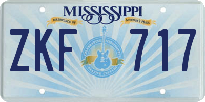 MS license plate ZKF717