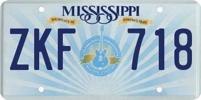MS license plate ZKF718