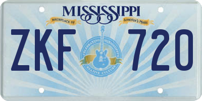 MS license plate ZKF720