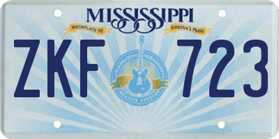 MS license plate ZKF723