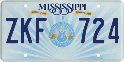 MS license plate ZKF724
