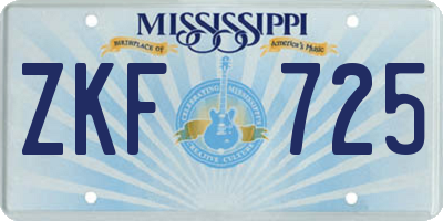 MS license plate ZKF725