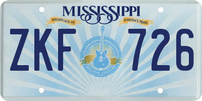 MS license plate ZKF726