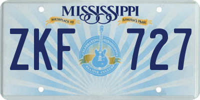 MS license plate ZKF727