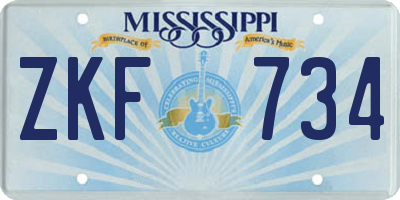 MS license plate ZKF734