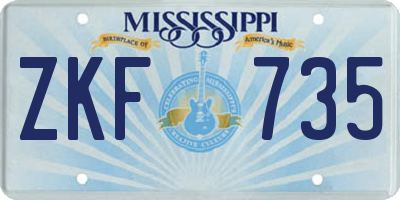 MS license plate ZKF735