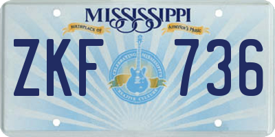 MS license plate ZKF736
